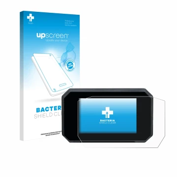 Vorderseite einer Produktverpackung mit dem Markenlogo upscreen. Daneben ist das Gerät Suzuki GSX-S1000GT mit dem zugehörigen 