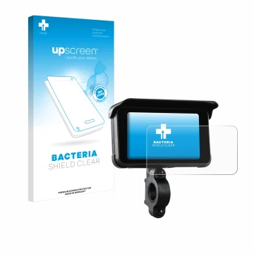 Vorderseite einer Produktverpackung mit dem Markenlogo upscreen. Daneben ist das Gerät Midland Bike-Play-Guardian mit dem zuge