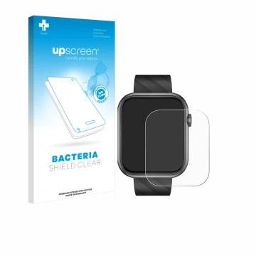 Vorderseite einer Produktverpackung mit dem Markenlogo upscreen. Daneben ist das Gerät Bekomiya Smartwatch 2
