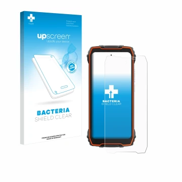 Vorderseite einer Produktverpackung mit dem Markenlogo upscreen. Daneben ist das Gerät Blackview Oscal Pilot 1 mit dem zugehör