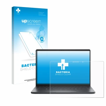 Vorderseite einer Produktverpackung mit dem Markenlogo upscreen. Daneben ist das Gerät Dell Pro 13 Premium mit dem zugehörigen