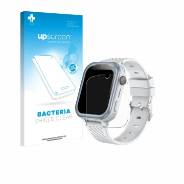 Vorderseite einer Produktverpackung mit dem Markenlogo upscreen. Daneben ist das Gerät DDIOYIUR Smartwatch mit dem zugehörigen