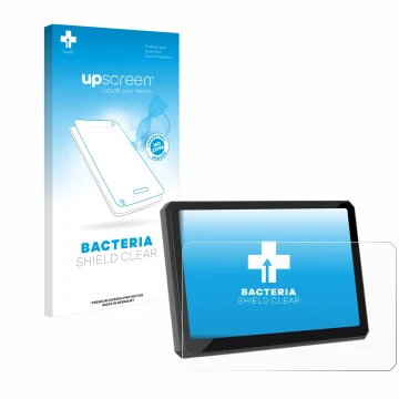 Vorderseite einer Produktverpackung mit dem Markenlogo upscreen. Daneben ist das Gerät Carpuride W702BS 7