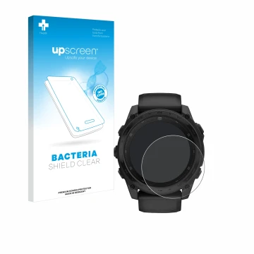Vorderseite einer Produktverpackung mit dem Markenlogo upscreen. Daneben ist das Gerät Garmin Tactix 8 AMOLED (51 mm) mit dem 
