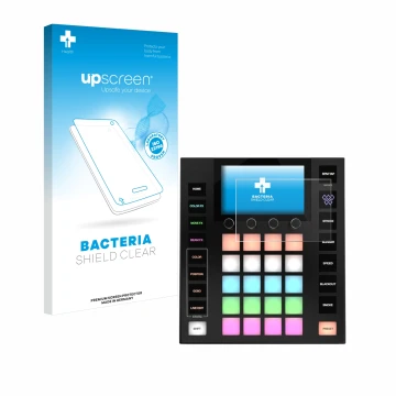 Vorderseite einer Produktverpackung mit dem Markenlogo upscreen. Daneben ist das Gerät Wolfmix W1 MK2 mit dem zugehörigen Disp