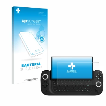Vorderseite einer Produktverpackung mit dem Markenlogo upscreen. Daneben ist das Gerät Antec Core HS mit dem zugehörigen Displ