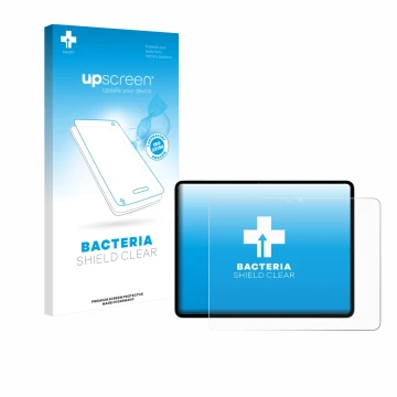 Vorderseite einer Produktverpackung mit dem Markenlogo upscreen. Daneben ist das Gerät Apple iPad Air 13