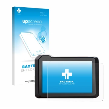 Vorderseite einer Produktverpackung mit dem Markenlogo upscreen. Daneben ist das Gerät KTM 1390 Super Duke R 2025 5