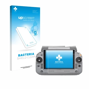 Vorderseite einer Produktverpackung mit dem Markenlogo upscreen. Daneben ist das Gerät DJI RC Plus 2 mit dem zugehörigen Displ