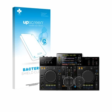 Vorderseite einer Produktverpackung mit dem Markenlogo upscreen. Daneben ist das Gerät Pioneer XDJ -RR (Jog) mit dem zugehörig