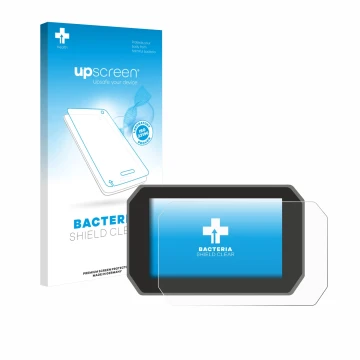 Vorderseite einer Produktverpackung mit dem Markenlogo upscreen. Daneben ist das Gerät Yamaha Tracer 9 GT+ 2025 mit dem zugehö