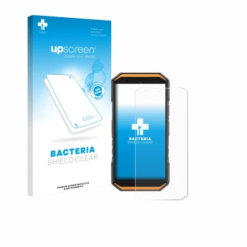 Vorderseite einer Produktverpackung mit dem Markenlogo upscreen. Daneben ist das Gerät Ulefone Armor X32 mit dem zugehörigen D