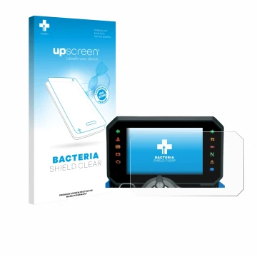 Vorderseite einer Produktverpackung mit dem Markenlogo upscreen. Daneben ist das Gerät Suzuki GSX-8S 2025 mit dem zugehörigen 