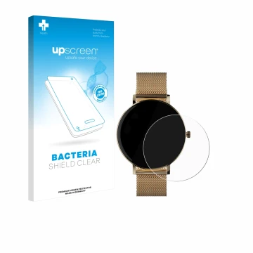 Vorderseite einer Produktverpackung mit dem Markenlogo upscreen. Daneben ist das Gerät ZenWatch Venice Pro mit dem zugehörigen