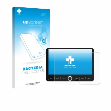 Vorderseite einer Produktverpackung mit dem Markenlogo upscreen. Daneben ist das Gerät Dynavin D9-JP Plus 10.1