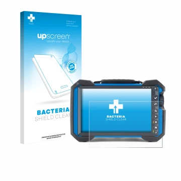 Vorderseite einer Produktverpackung mit dem Markenlogo upscreen. Daneben ist das Gerät Olympus OmniScan X3 mit dem zugehörigen