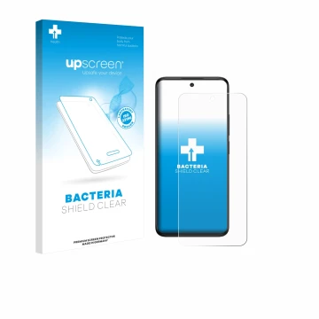 Vorderseite einer Produktverpackung mit dem Markenlogo upscreen. Daneben ist das Gerät TCL 60 5G mit dem zugehörigen Displaysc