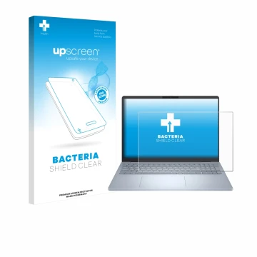 Vorderseite einer Produktverpackung mit dem Markenlogo upscreen. Daneben ist das Gerät Dell 16 Plus Laptop mit dem zugehörigen