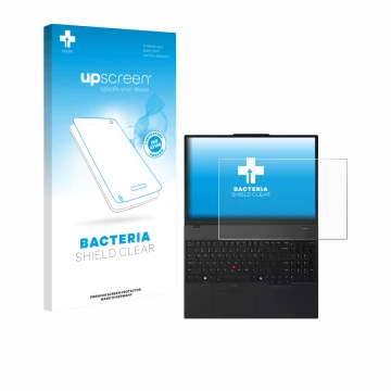 Vorderseite einer Produktverpackung mit dem Markenlogo upscreen. Daneben ist das Gerät Lenovo ThinkPad T16 Gen 4 mit dem zugeh