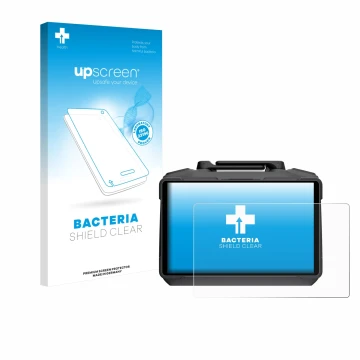 Vorderseite einer Produktverpackung mit dem Markenlogo upscreen. Daneben ist das Gerät DJI RC Pro 2 mit dem zugehörigen Displa