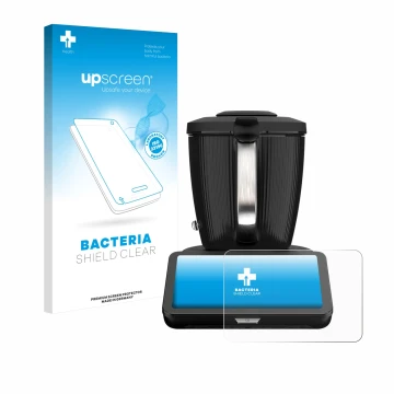 Vorderseite einer Produktverpackung mit dem Markenlogo upscreen. Daneben ist das Gerät Vorwerk Bimby TM7 mit dem zugehörigen D