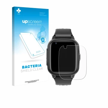 Vorderseite einer Produktverpackung mit dem Markenlogo upscreen. Daneben ist das Gerät Krostming Kids Smartwatch GPS 4G mit de
