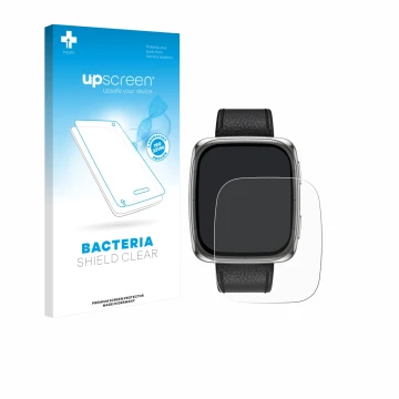 Vorderseite einer Produktverpackung mit dem Markenlogo upscreen. Daneben ist das Gerät Amazfit Active 2 (rechteckig) mit dem z