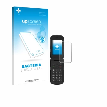 Vorderseite einer Produktverpackung mit dem Markenlogo upscreen. Daneben ist das Gerät AGM M10 mit dem zugehörigen Displayschu