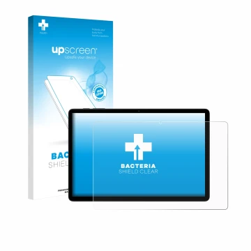 Vorderseite einer Produktverpackung mit dem Markenlogo upscreen. Daneben ist das Gerät Doogee Tab G6 mit dem zugehörigen Displ