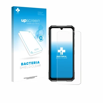 Vorderseite einer Produktverpackung mit dem Markenlogo upscreen. Daneben ist das Gerät Doogee Blade GT Pro mit dem zugehörigen