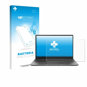 Vorderseite einer Produktverpackung mit dem Markenlogo upscreen. Daneben ist das Gerät ASUS Chromebook Plus CX14 mit dem zugeh