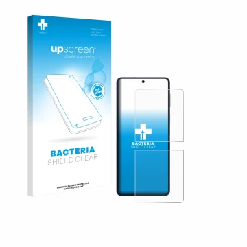 Vorderseite einer Produktverpackung mit dem Markenlogo upscreen. Daneben ist das Gerät Samsung Galaxy Z Flip 7 mit dem zugehör