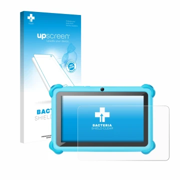 Vorderseite einer Produktverpackung mit dem Markenlogo upscreen. Daneben ist das Gerät zcobro KIDS710 7