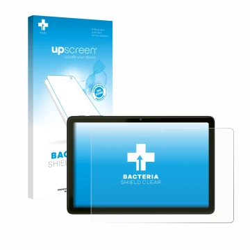 Vorderseite einer Produktverpackung mit dem Markenlogo upscreen. Daneben ist das Gerät VALE Tablet V10A mit dem zugehörigen Di