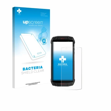 Vorderseite einer Produktverpackung mit dem Markenlogo upscreen. Daneben ist das Gerät Ulefone Armor 15 mit dem zugehörigen Di