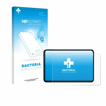 Vorderseite einer Produktverpackung mit dem Markenlogo upscreen. Daneben ist das Gerät Teclast T65 mit dem zugehörigen Display