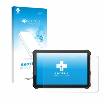 Vorderseite einer Produktverpackung mit dem Markenlogo upscreen. Daneben ist das Gerät Blackview Active 12 Pro mit dem zugehör