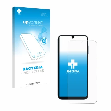 Vorderseite einer Produktverpackung mit dem Markenlogo upscreen. Daneben ist das Gerät Samsung Galaxy A17 5G mit dem zugehörig
