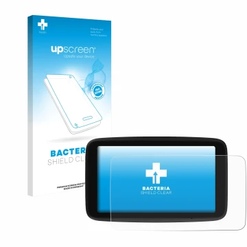 Vorderseite einer Produktverpackung mit dem Markenlogo upscreen. Daneben ist das Gerät TomTom GO Classic 6