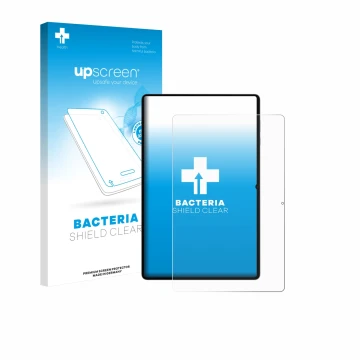 Vorderseite einer Produktverpackung mit dem Markenlogo upscreen. Daneben ist das Gerät Samsung Galaxy Tab S11 Ultra (Hochforma