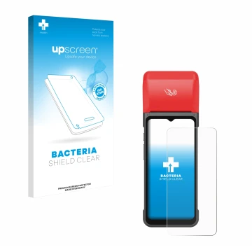 Vorderseite einer Produktverpackung mit dem Markenlogo upscreen. Daneben ist das Gerät iMin Swift 2 Pro mit dem zugehörigen Di