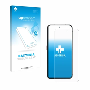 Vorderseite einer Produktverpackung mit dem Markenlogo upscreen. Daneben ist das Gerät Oukitel WP210 mit dem zugehörigen Displ