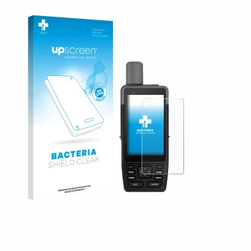 Vorderseite einer Produktverpackung mit dem Markenlogo upscreen. Daneben ist das Gerät Garmin GPSMAP H1 mit dem zugehörigen Di