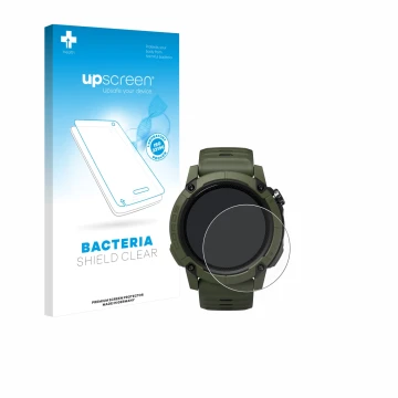 Vorderseite einer Produktverpackung mit dem Markenlogo upscreen. Daneben ist das Gerät Coros NOMAD mit dem zugehörigen Display