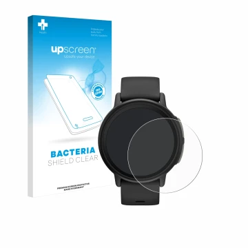 Vorderseite einer Produktverpackung mit dem Markenlogo upscreen. Daneben ist das Gerät Garmin Bounce 2 mit dem zugehörigen Dis