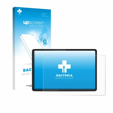 Vorderseite einer Produktverpackung mit dem Markenlogo upscreen. Daneben ist das Gerät Lenovo Yoga Tab 11.1