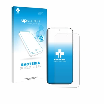 Vorderseite einer Produktverpackung mit dem Markenlogo upscreen. Daneben ist das Gerät Xiaomi 17 Pro mit dem zugehörigen Displ