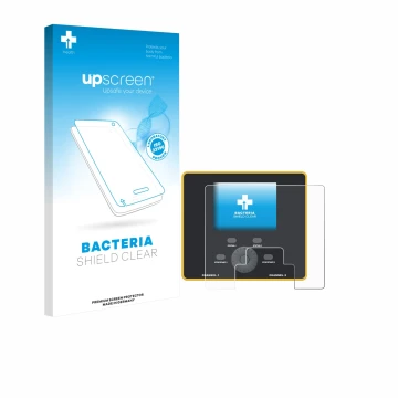 Vorderseite einer Produktverpackung mit dem Markenlogo upscreen. Daneben ist das Gerät Junsi iCharger DX12 mit dem zugehörigen