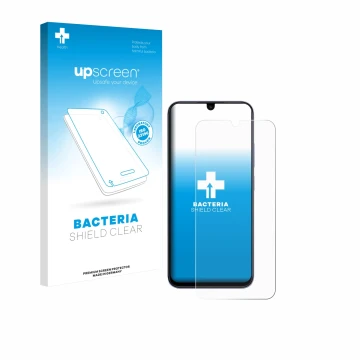 Vorderseite einer Produktverpackung mit dem Markenlogo upscreen. Daneben ist das Gerät Xiaomi Poco C85 mit dem zugehörigen Dis