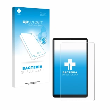 Vorderseite einer Produktverpackung mit dem Markenlogo upscreen. Daneben ist das Gerät Samsung Galaxy Tab A11 8.7